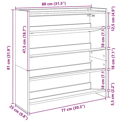 Kenkäteline musta 80x25x81 cm tekninen puu