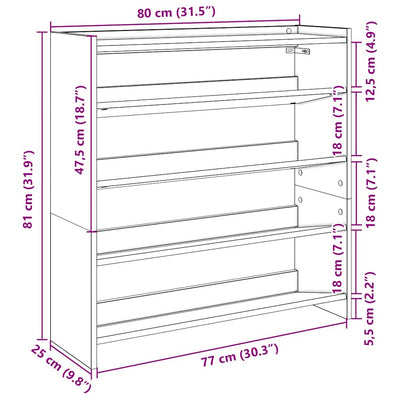 Kenkäteline vanhaa puuta 80x25x81 cm lastulevy