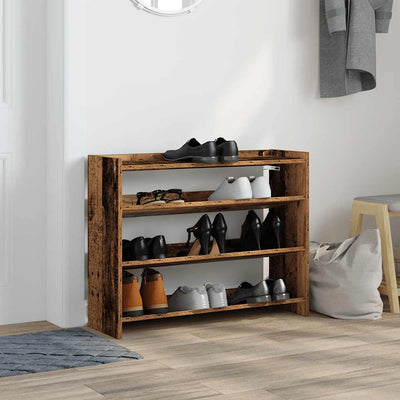 Kenkäteline vanhaa puuta 80x25x62 cm lastulevy