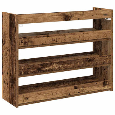 Kenkäteline vanhaa puuta 80x25x62 cm lastulevy