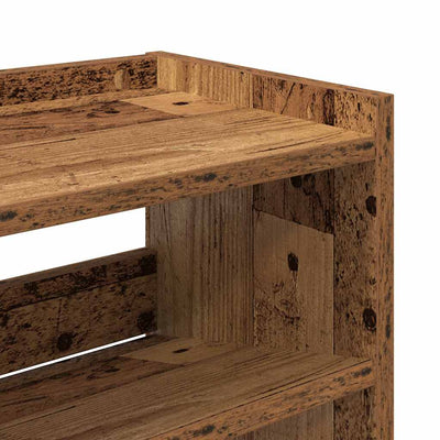 Kenkäteline vanhaa puuta 80x25x62 cm lastulevy