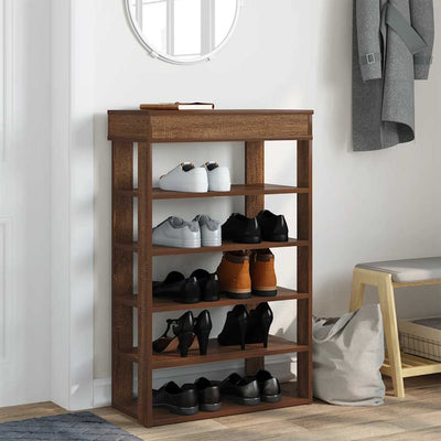 Kenkäteline ruskea tammi 60x30x98 cm tekninen puu