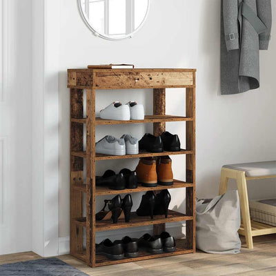 Kenkäteline vanhaa puuta 60x30x98 cm tekninen puu
