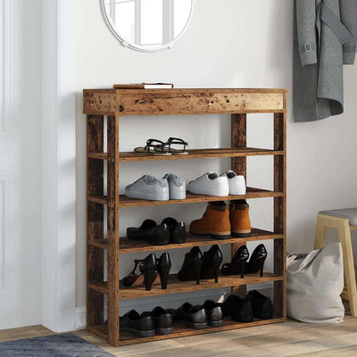 Kenkäteline vanhaa puuta 80x30x98 cm tekninen puu