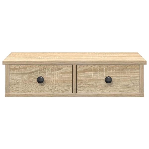 seinähylly laatikoilla Sonoma tammi 60x28x15 cm tekninen puu