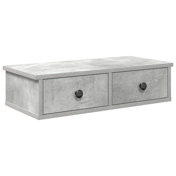 Seinähylly laatikoilla betoninharmaa 60x28x15 cm tekninen puu