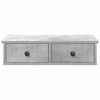 Seinähylly laatikoilla betoninharmaa 60x28x15 cm tekninen puu