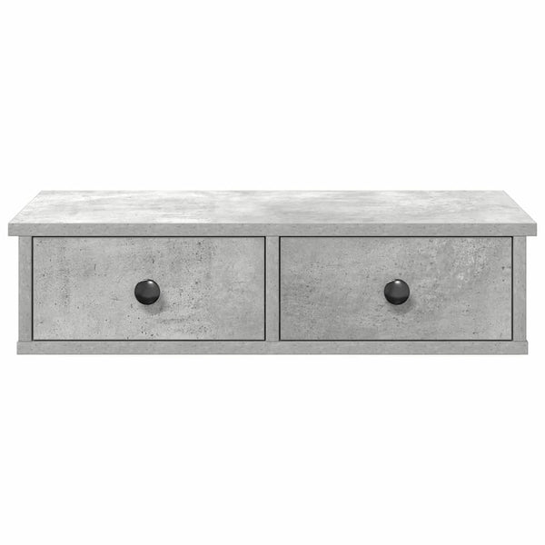 Seinähylly laatikoilla betoninharmaa 60x28x15 cm tekninen puu