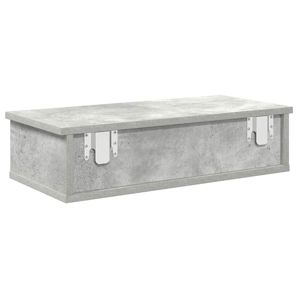 Seinähylly laatikoilla betoninharmaa 60x28x15 cm tekninen puu