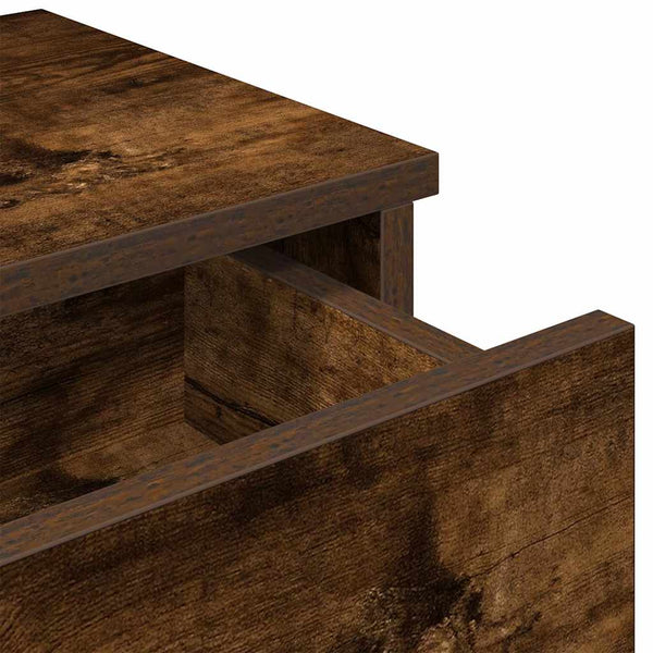 Seinähylly laatikoilla savutammi 60x28x15 cm tekninen puu