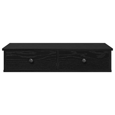 Seinähylly laatikoilla musta 80x34x17 cm tekninen puu