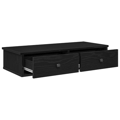 Seinähylly laatikoilla musta 80x34x17 cm tekninen puu