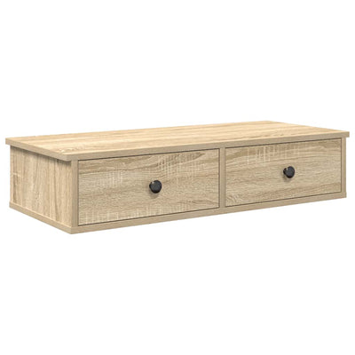 Seinähylly laatikoilla Sonoma-tammi 80x34x17 cm tekninen puu
