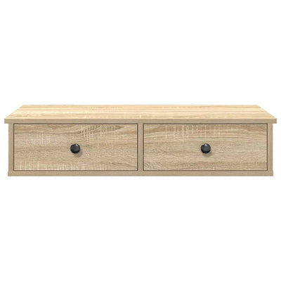 Seinähylly laatikoilla Sonoma-tammi 80x34x17 cm tekninen puu