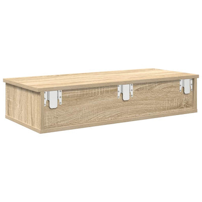 Seinähylly laatikoilla Sonoma-tammi 80x34x17 cm tekninen puu