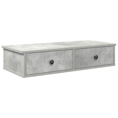 Seinähylly laatikoilla betoninharmaa 80x34x17 cm tekninen puu