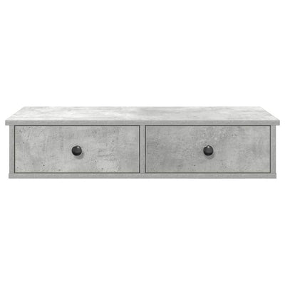 Seinähylly laatikoilla betoninharmaa 80x34x17 cm tekninen puu