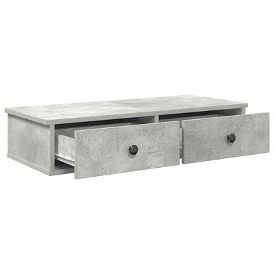 Seinähylly laatikoilla betoninharmaa 80x34x17 cm tekninen puu