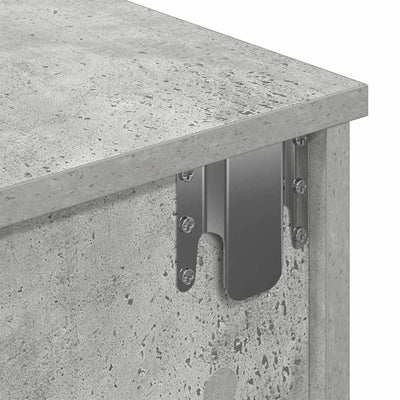 Seinähylly laatikoilla betoninharmaa 80x34x17 cm tekninen puu