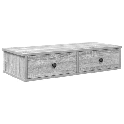 Seinähylly laatikoilla harmaa Sonoma 80x34x17 cm tekninen puu