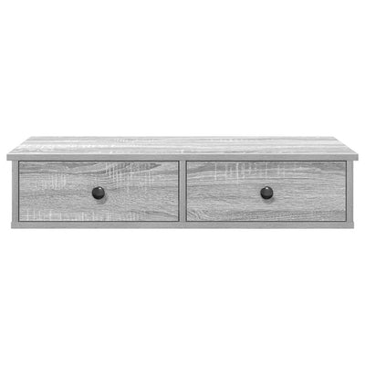 Seinähylly laatikoilla harmaa Sonoma 80x34x17 cm tekninen puu