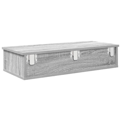 Seinähylly laatikoilla harmaa Sonoma 80x34x17 cm tekninen puu