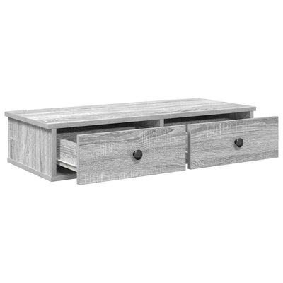 Seinähylly laatikoilla harmaa Sonoma 80x34x17 cm tekninen puu