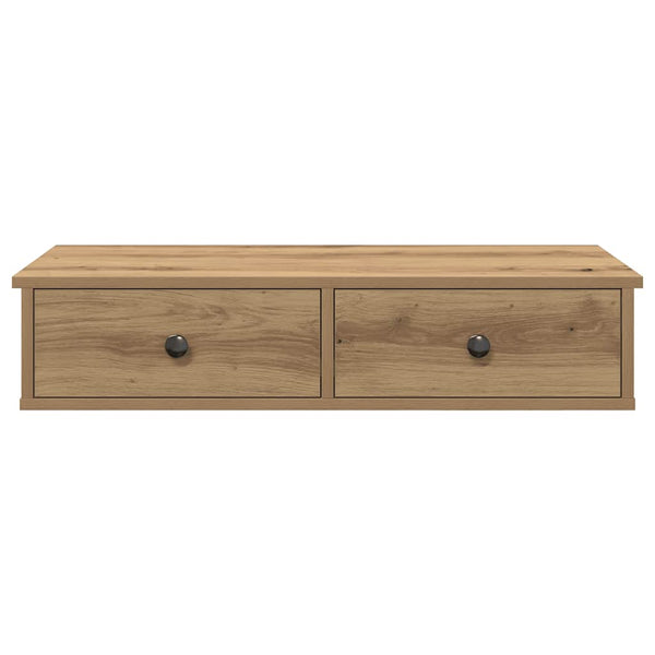Seinähylly laatikoilla artesaani tammi 80x34x17 cm tekninen puu
