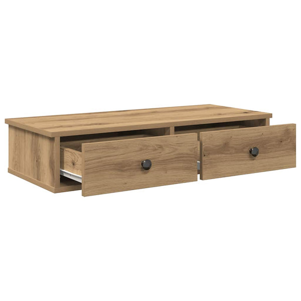 Seinähylly laatikoilla artesaani tammi 80x34x17 cm tekninen puu