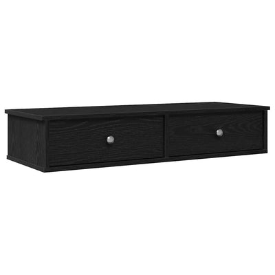 Seinähylly laatikoilla musta 100x37,5x19 cm tekninen puu