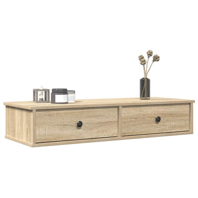 Seinähylly laatikoilla Sonoma-tammi 100x37,5x19 cm tekninen puu
