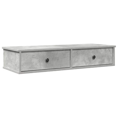 Seinähylly laatikoilla betoninharmaa 100x37,5x19cm tekninen puu