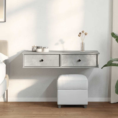 Seinähylly laatikoilla betoninharmaa 100x37,5x19cm tekninen puu