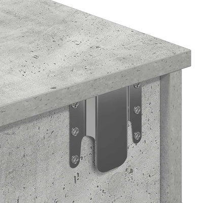 Seinähylly laatikoilla betoninharmaa 100x37,5x19cm tekninen puu