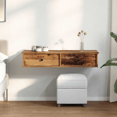 Seinähylly laatikoilla vanha puu 100x37,5x19 cm tekninen puu