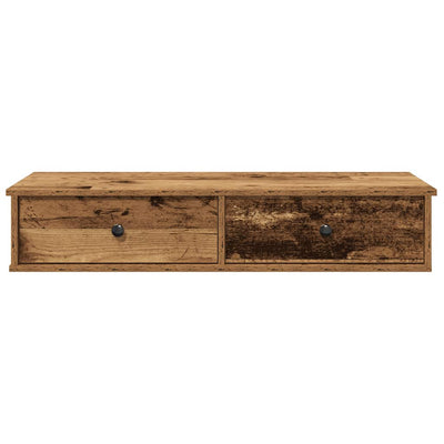 Seinähylly laatikoilla vanha puu 100x37,5x19 cm tekninen puu