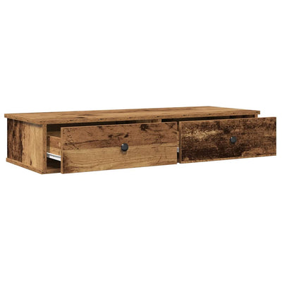 Seinähylly laatikoilla vanha puu 100x37,5x19 cm tekninen puu