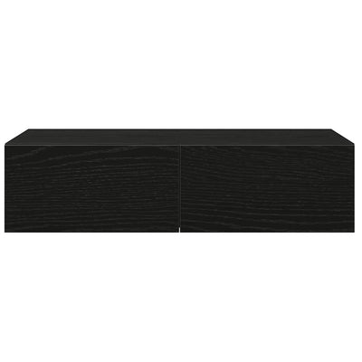 Seinähylly laatikoilla musta 60x26,5x15 cm tekninen puu
