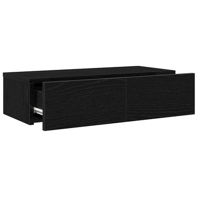 Seinähylly laatikoilla musta 60x26,5x15 cm tekninen puu