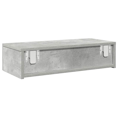 Seinähylly laatikoilla betoninharmaa 60x26,5x15 cm tekninen puu
