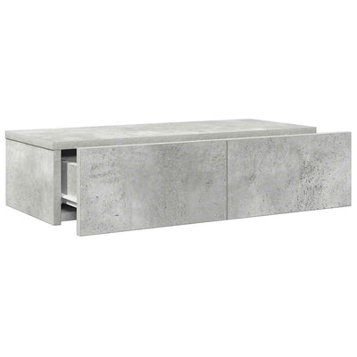 Seinähylly laatikoilla betoninharmaa 60x26,5x15 cm tekninen puu