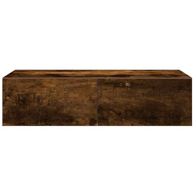 Seinähylly laatikoilla savutammi 60x26,5x15 cm tekninen puu