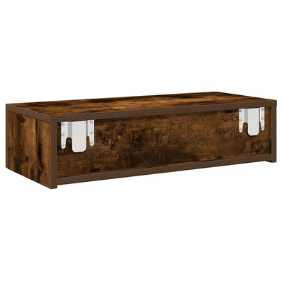 Seinähylly laatikoilla savutammi 60x26,5x15 cm tekninen puu