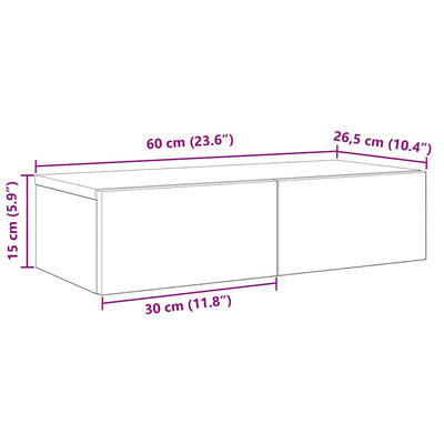 Seinähylly laatikoilla savutammi 60x26,5x15 cm tekninen puu