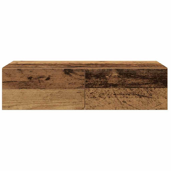Seinähylly laatikoilla vanha puu 60x26,5x15 cm tekninen puu