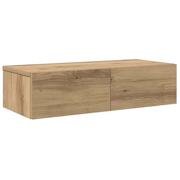 Seinähylly laatikoilla artesaani tammi 60x26,5x15 cm lastulevy