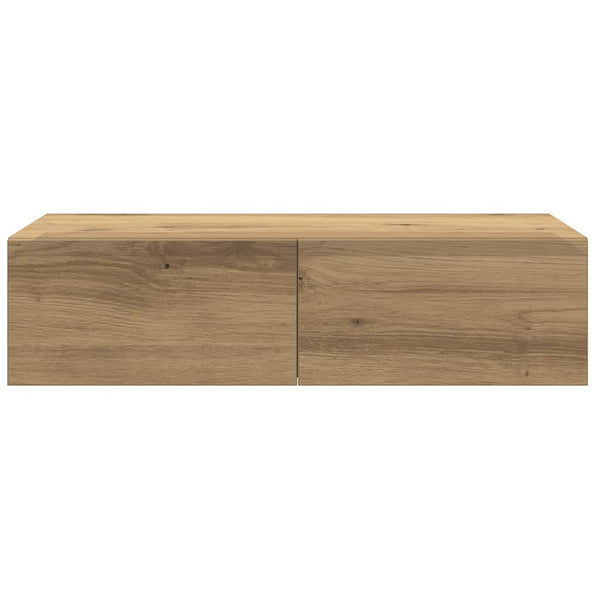 Seinähylly laatikoilla artesaani tammi 60x26,5x15 cm lastulevy