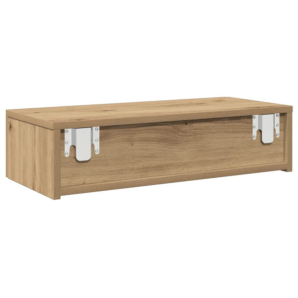 Seinähylly laatikoilla artesaani tammi 60x26,5x15 cm lastulevy