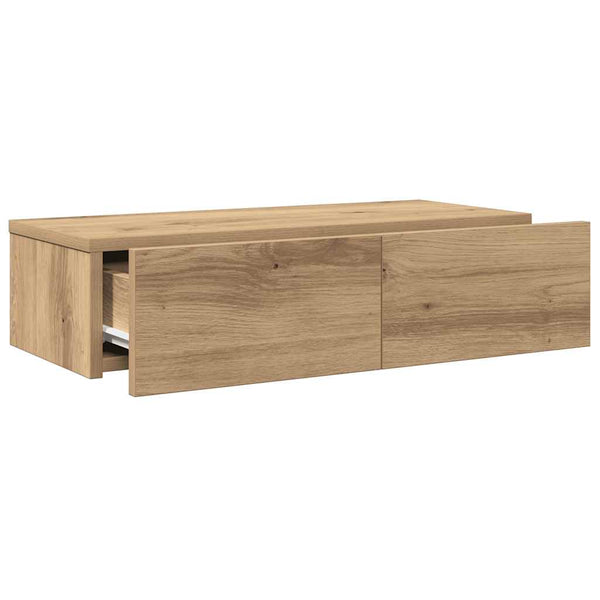 Seinähylly laatikoilla artesaani tammi 60x26,5x15 cm lastulevy