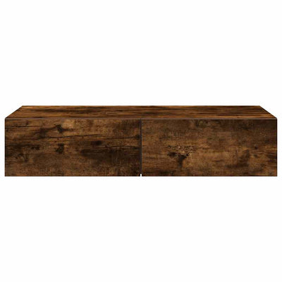 Seinähylly laatikoilla savutammi 80x33x17 cm tekninen puu